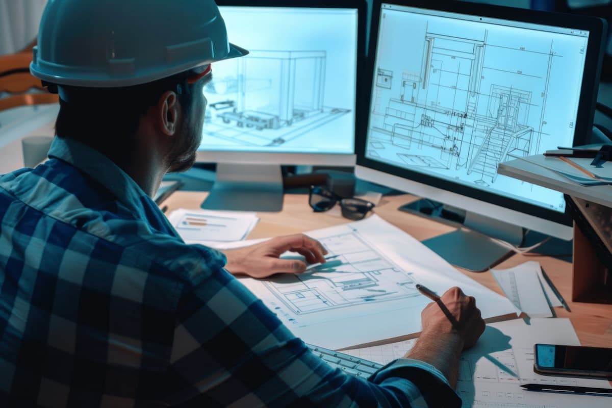 MEP engineer sedang menggambar desain MEP